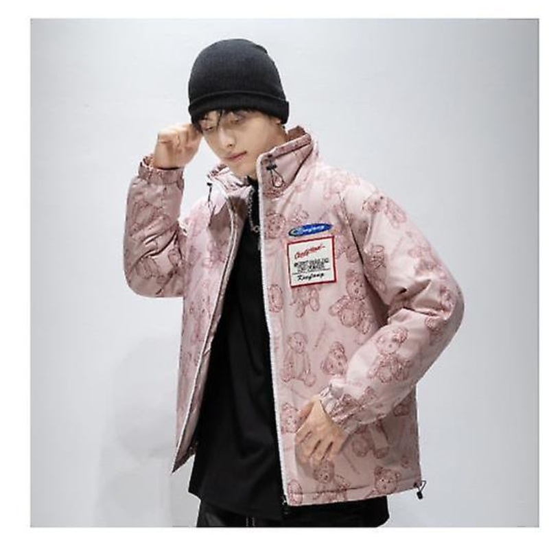 2022 Winter Down Jacket New Arrival Men’s Short Trend Printing Coat Women’s Fashion Loose Stand-up Collar White Duck Couples With The Same Style Tops