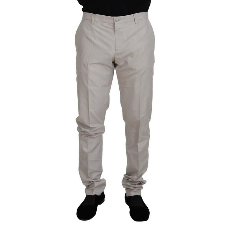 Dolce & Gabbana Men’s Off White Silk Mid Waist Chino Pants