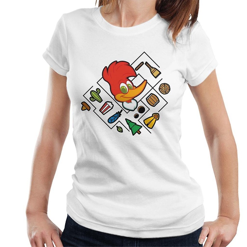 Woody Woodpecker Character Head With Icons Women’s T-Shirt