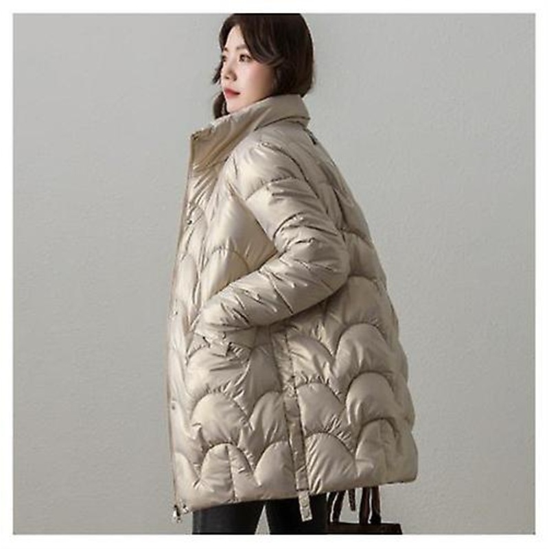 Women’s Down Jacket Fashion Fish Scale Pattern Design 2022 Winter New Arrival Thickened Jacket Ladies Mid-length Cotton Jacket