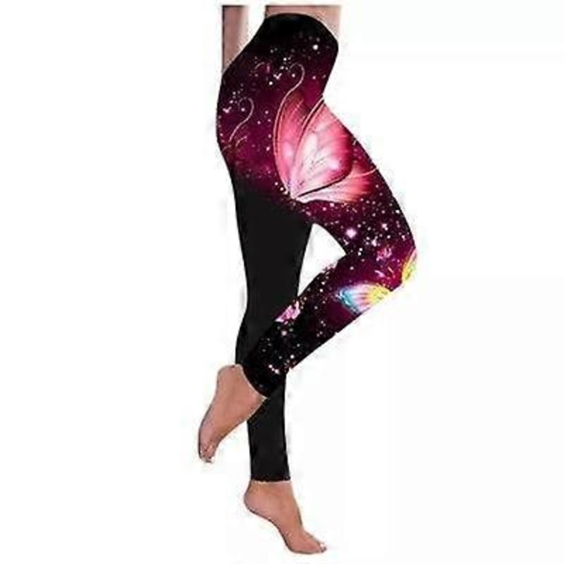 Fashion Women Butterfly Print Leggings Pants High Waist Sport Pants