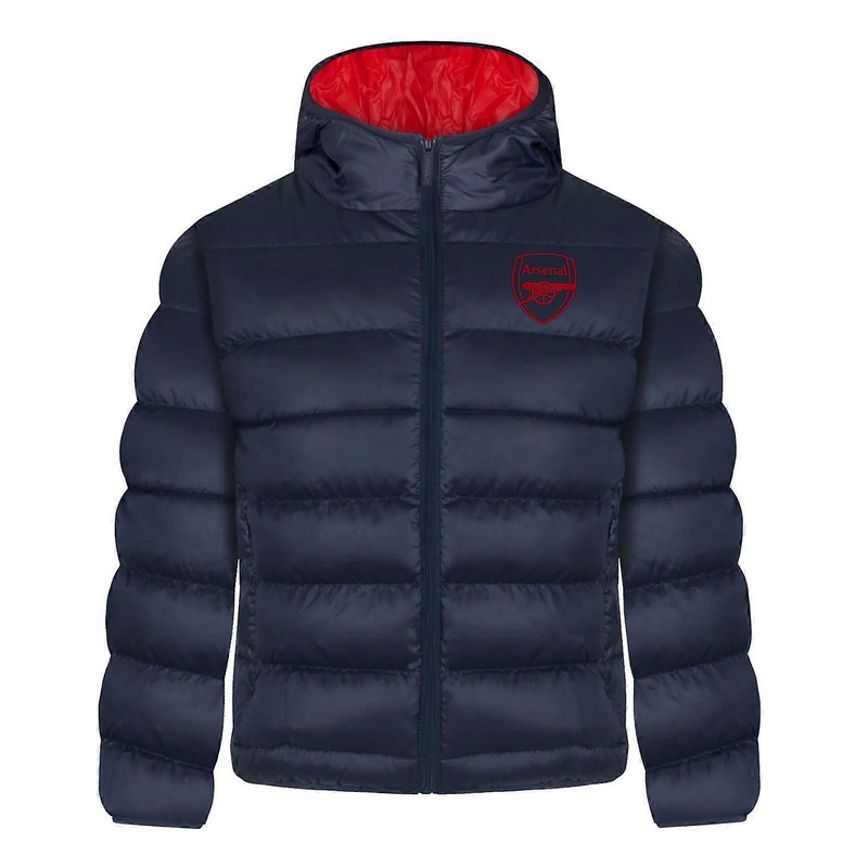 Arsenal F.C. Boys Quilted Jacket Hooded Winter Coat Kids Official Football Gift