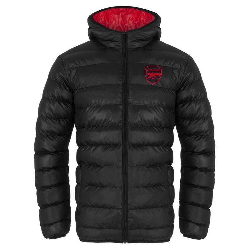 Arsenal F.C. Mens Quilted Jacket Hooded Winter Coat Adults Official Football Gift