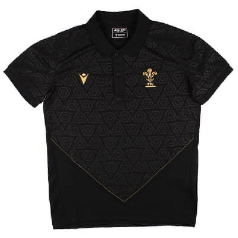 2024-2025 Wales Rugby Travel Poly Polo Shirt (Black) – Kids