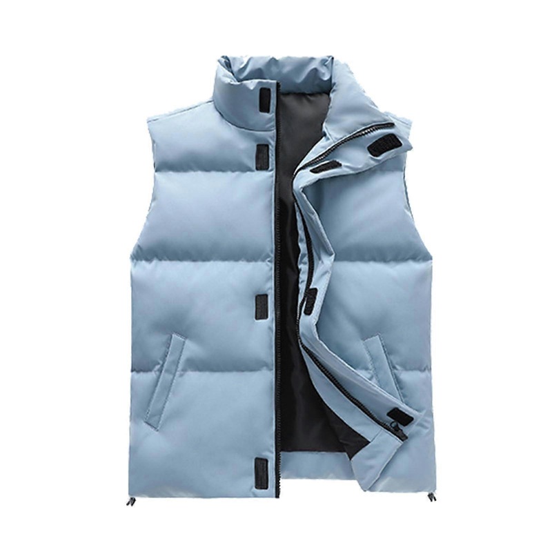 Thermal Puffer Vest Men’s Down Vest Sleeveless Quilted Softshell Autumn Winter Transition Light Blue