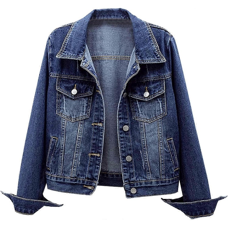 Women’s Bride Casual Jean Jacket Distressed Ripped Denim Jacket Coat With Pockets
