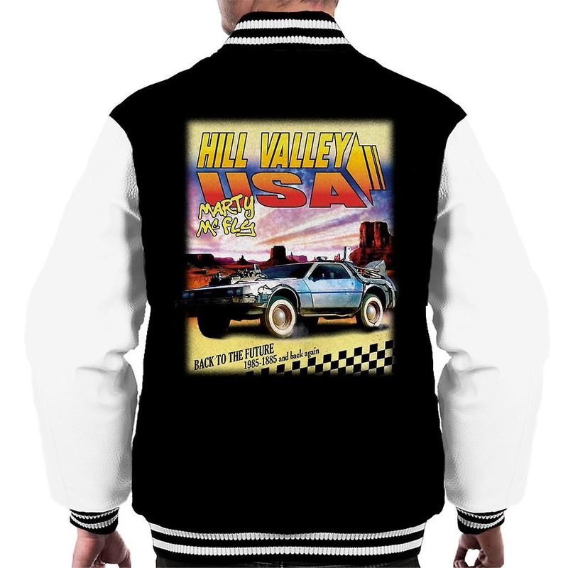 Back to the Future Delorean Hill Valley USA Marty Mcfly Men’s Varsity Jacket