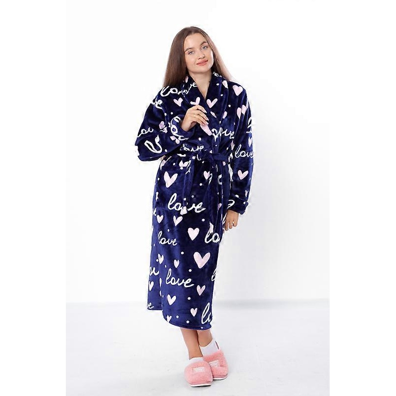 Womens Bathrobe  Soft Fabric with Belt & Pockets, Winter,  HC 8577-035
