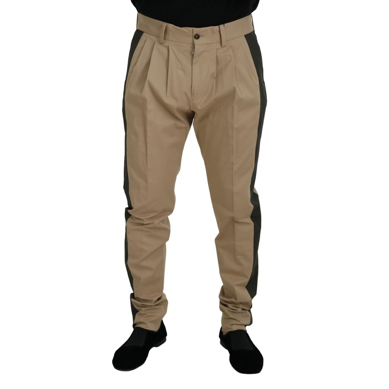 Dolce & Gabbana Men’s Brown Black Cotton Chino Men Pants