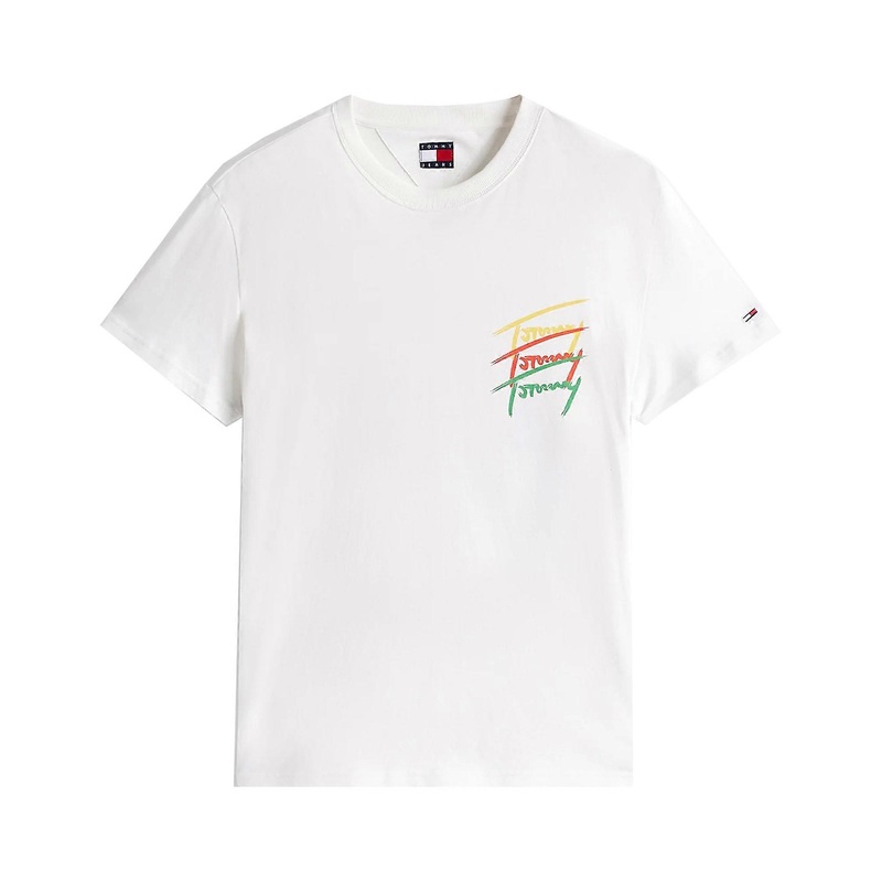 Tommy Jeans 3 Colour Twisted Logo T-Shirt Ecru